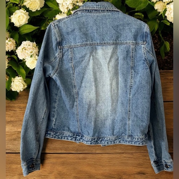 Upcycled Embroidered Blue Jean Jacket/Size 10 - Picture 4 of 4